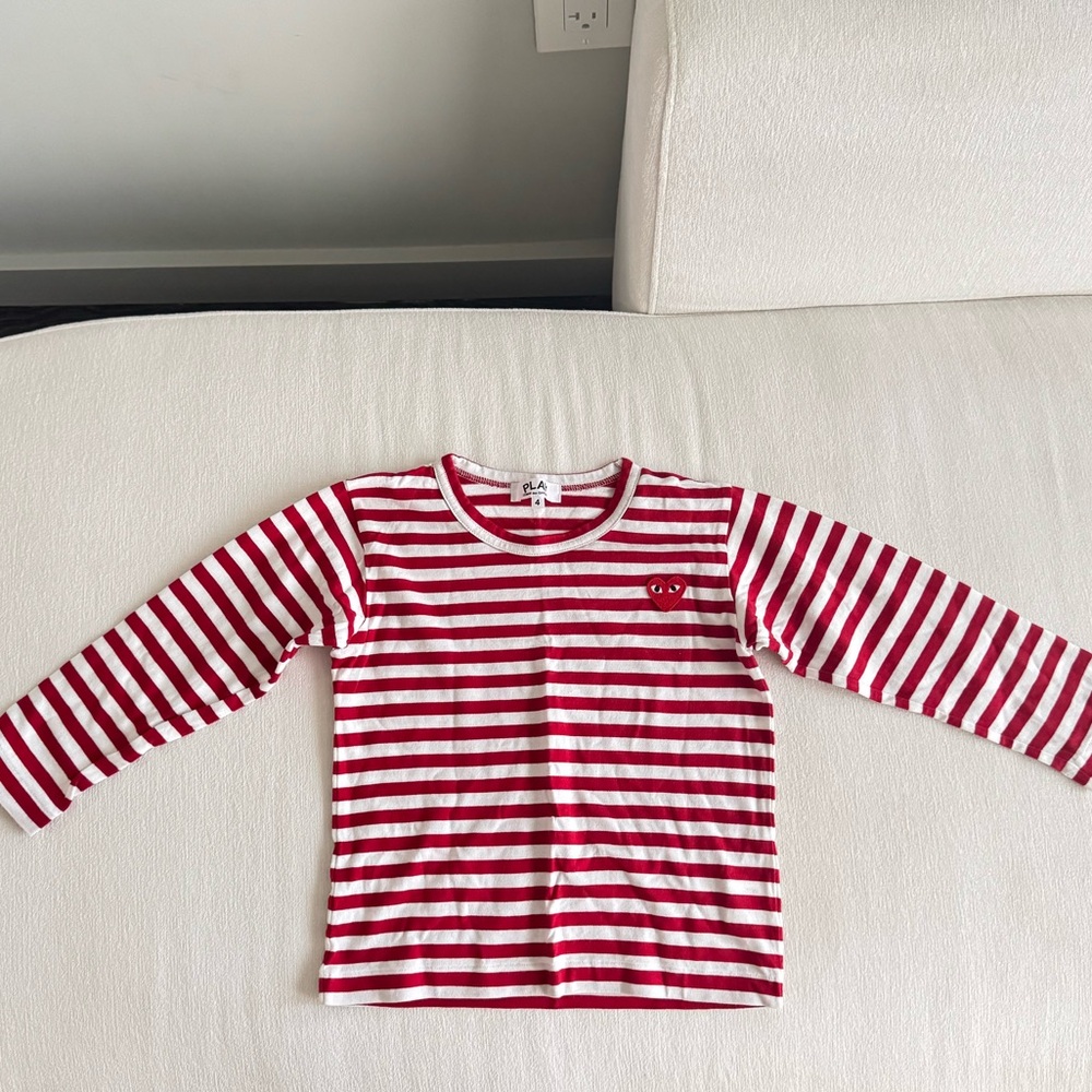 Comme des Garcons PLAY Red and White Long Sleeve Tee
